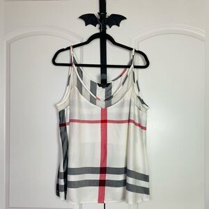 ❤️Sale❤️Amaryllis Gray, White, Red Plaid Top, Mesh accent Adjustable Straps,, 2X